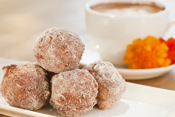 cinnamon and golden raisin beignets