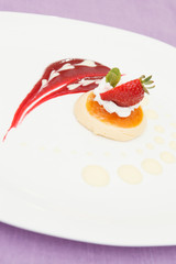 italian panna cotta dessert with strawberry