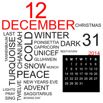 word cloud and calendar december 2014