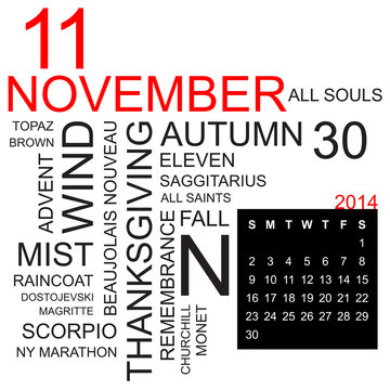 word cloud and calendar november 2014