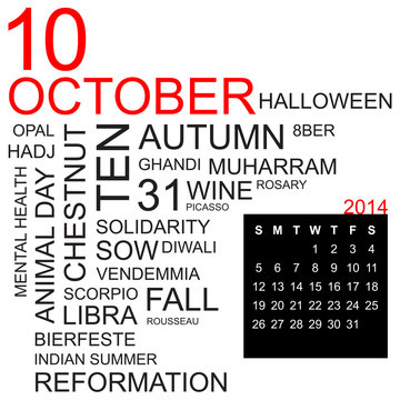 word cloud and calendar october 2014