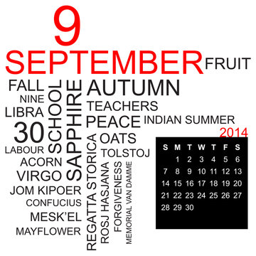 word cloud and calendar september 2014