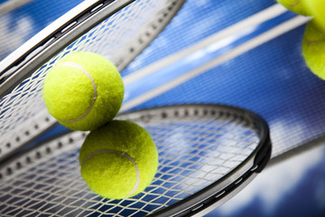 Tennis racket and ball, sport