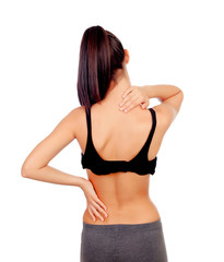Fototapeta premium Woman in sport clothes with back pain