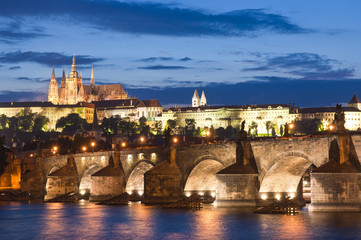 Obraz premium St Vitus Cathedral, Prague Castle and Charles Bridge