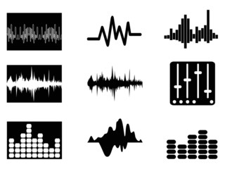music soundwave icons set