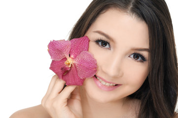 beauty skin care woman with orchid