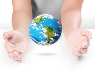 Globe ,earth in human hand