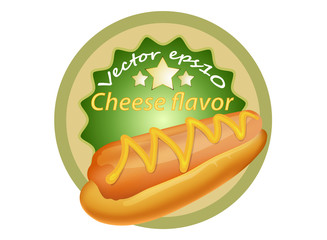 Hot dog with cheese flavor on a white background