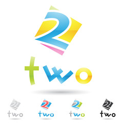 colorful and abstract icons for number 2, set 4