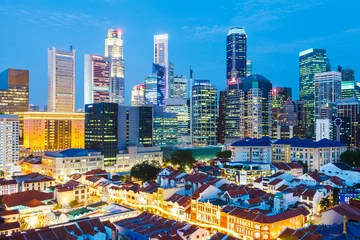 Foto op Plexiglas Singapore city at night © leungchopan