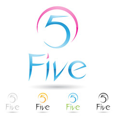 Naklejka premium colorful and abstract icons for number 5, set 6