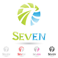 colorful and abstract icons for number 7, set 6