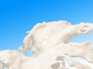 Obraz na płótnie Canvas Pouring white milk splash on colour background