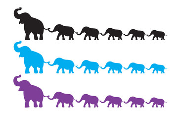 Elephant family walk © phusitk