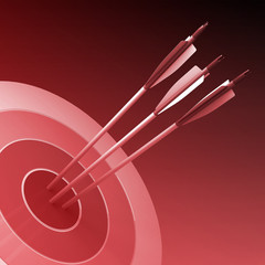Arrows hitting the center of target - success business concept