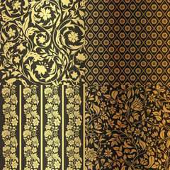 Set of Vintage Floral seamless ornate patterns.
