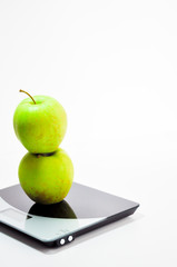 fruits on a kitchen scale