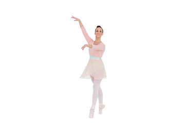 Smiling gorgeous ballerina with her arms up © lightwavemedia
