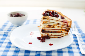 Thin pancakes on a plate