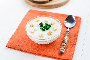 Bowl of cheese soup