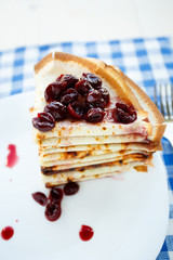 Thin pancakes on a plate