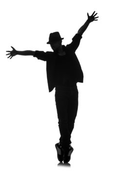 Silhouette Of Male Dancer Isolated On White