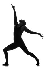 silhouette of male dancer isolated on white