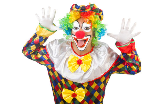 Funny clown isolated on white