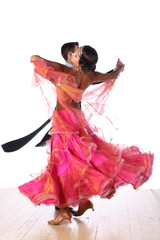 Latino dancers in ballroom isolated on white background