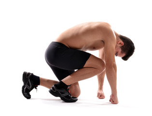 Hombre atleta deportista agotado.corredor decepcionado.