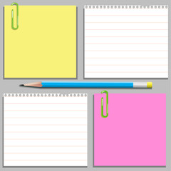 Templates of four stickers and pencil