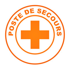 poste de secours sur bouton web rond orange