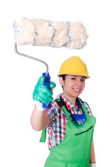 Woman painter isolated on white