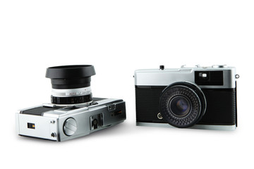 Antique camera on white background