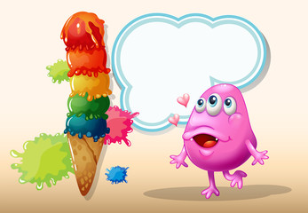 A monster watching the giant icecream