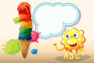 A monster staring at the giant icecream