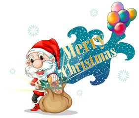 Santa with a brown bag full of gifts