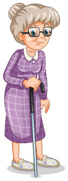 An old woman with a cane