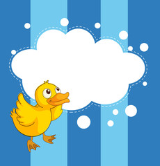 An empty cloud template with a yellow chick