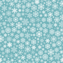 Christmas seamless pattern from snowflakes on turquoise
