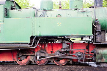 Fototapeta na wymiar detail of steam locomotive, Kolubara, Serbia