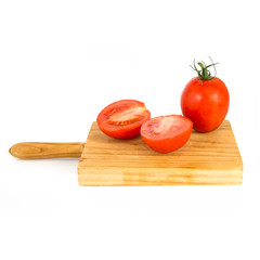 Red tomato isolated over white background