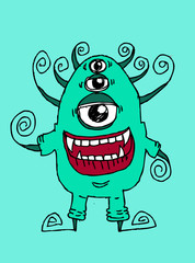 Cartoon cute monsters alien character