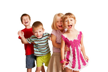 Group of little children  playing and screaming