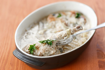 rabbit braised in cream sauce