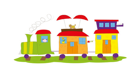 drawing of cute train- vector illustration
