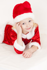 portrait of little girl as Santa Claus