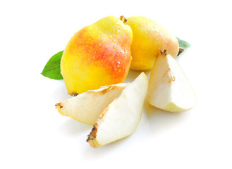 Fresh ripe pears isolated on white background