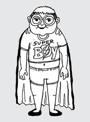 Young super hero boy cartoon